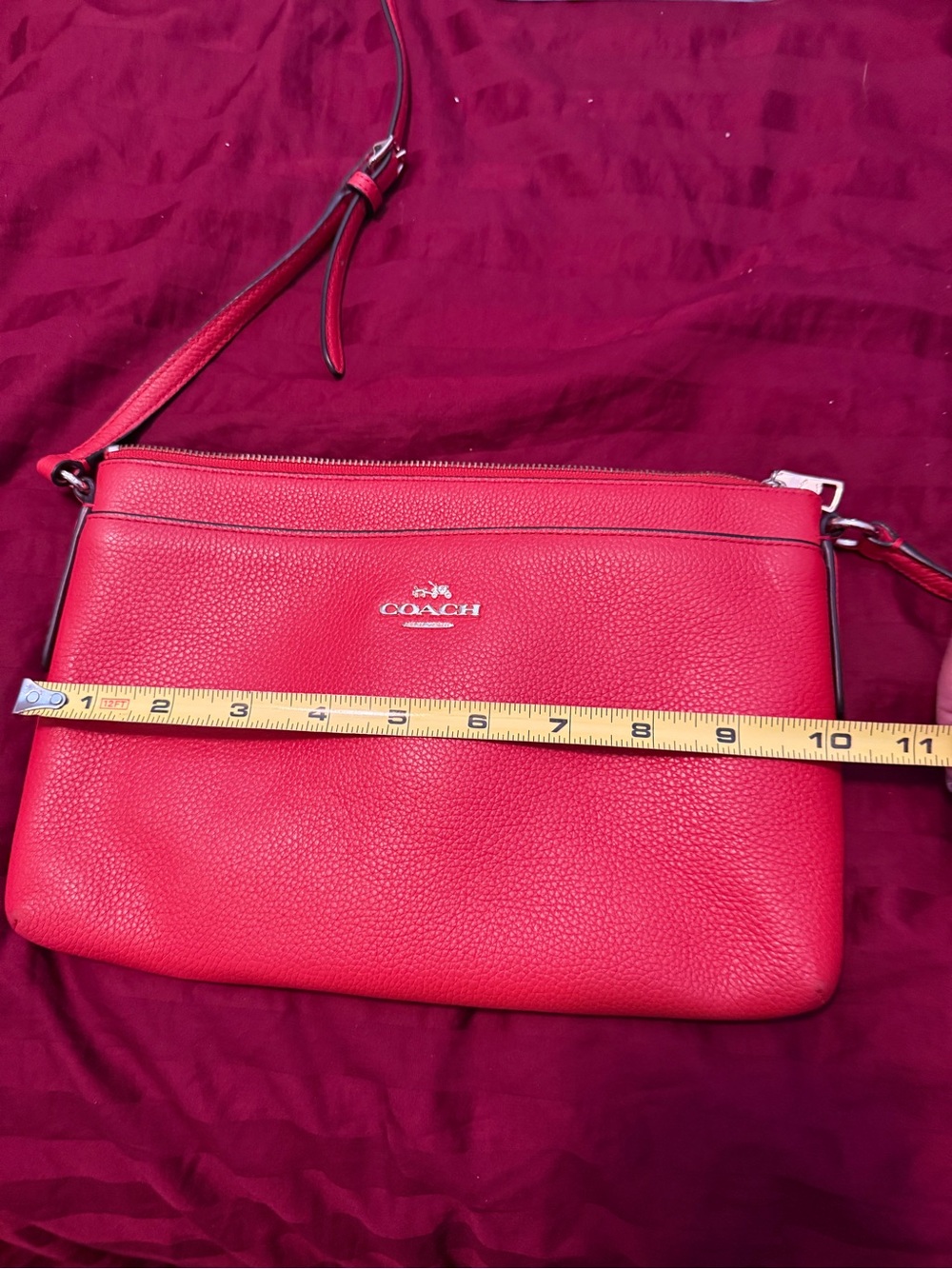 Coach Red Pebbled Leather Crossbody - Picture 7 of 9